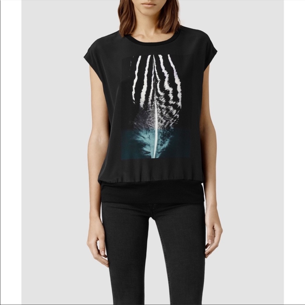 All Saints Black Graphic Blouse